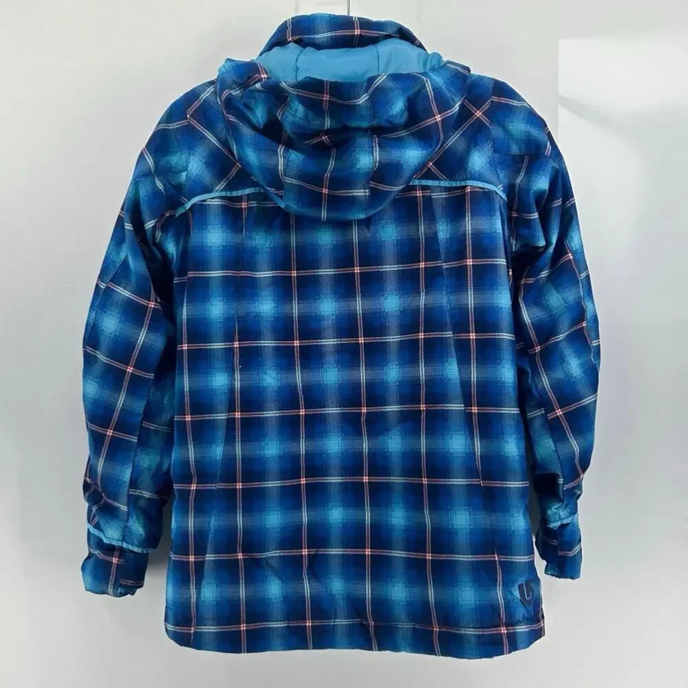 Burton Girl’s Elodie Snowboard Jacket Insulated Waterproof Blue Plaid X-Large